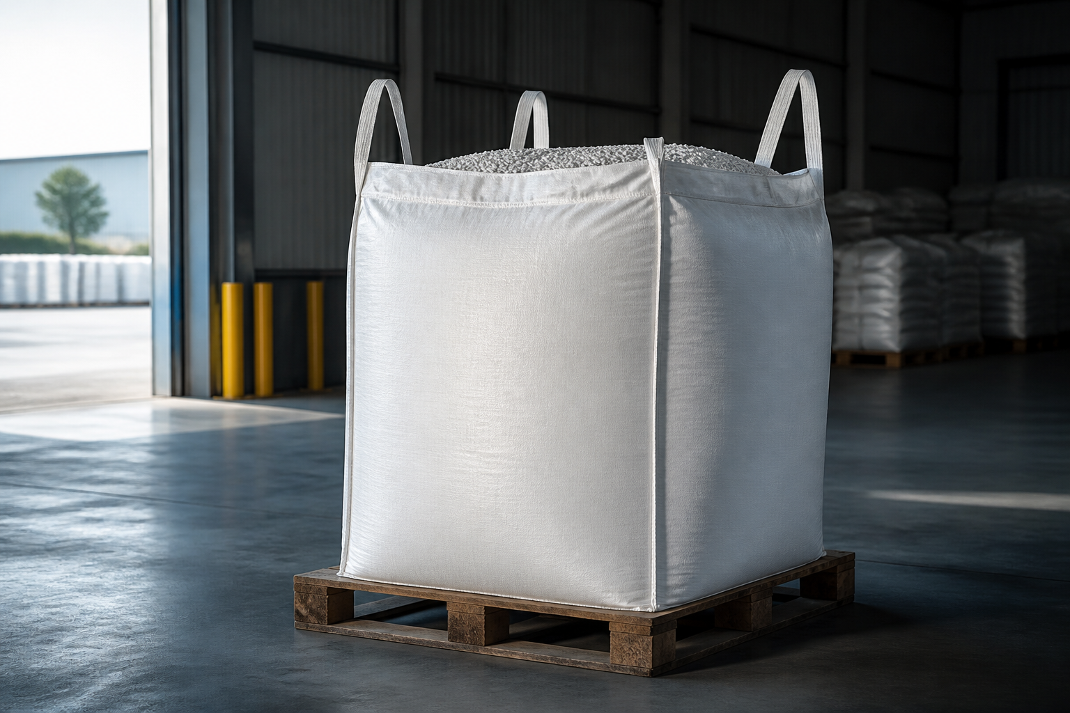 Ammonium nitrate in unbranded big bag on pallet