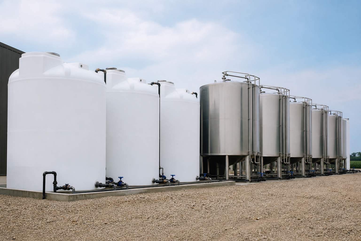 Fertilizer storage tanks for liquid UAN