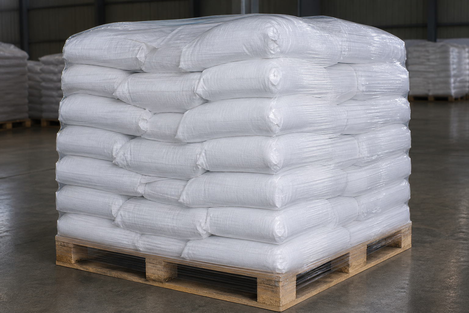 Pallet of plain white 50 kg urea bags